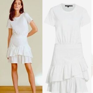 Veronica Beard Noha White Ruffled Mini Dress